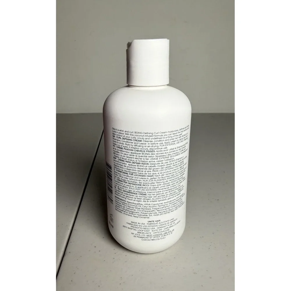 UNITE Boing Defining Curl Cream Curl Enhancing Pro Salon Hair Product 8 oz